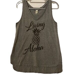Sleeveless  Tank Top Size Large Women's Teens Gray washed Coastal Biker Hawaii